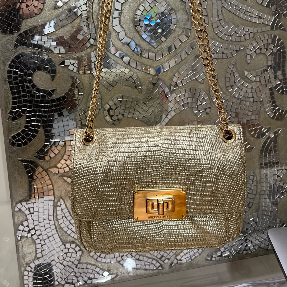 Shoulder/ crossbody going out bag with gold hardware!